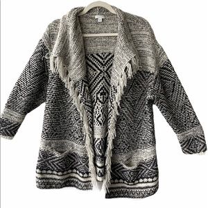 J. Jill Open Front Fringe Cardigan L